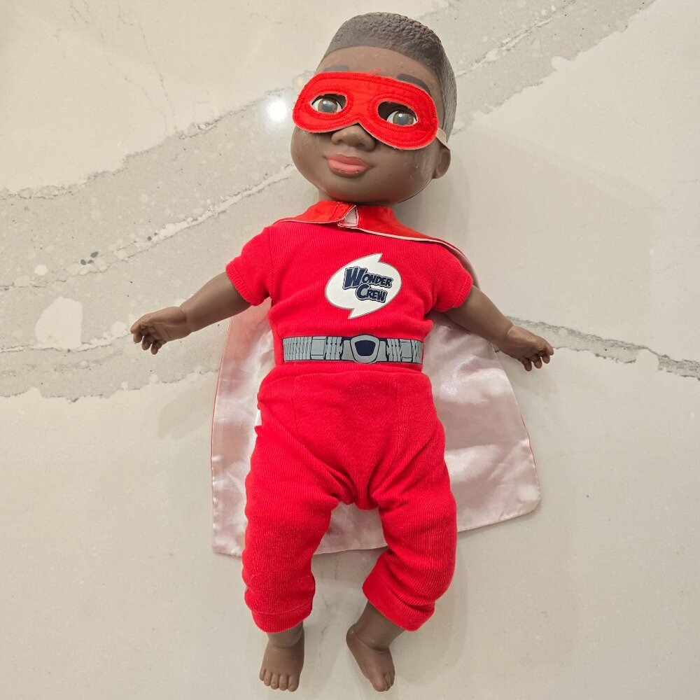 Wonder Crew Superhero Doll With Cape & Mask - Red Outfit
